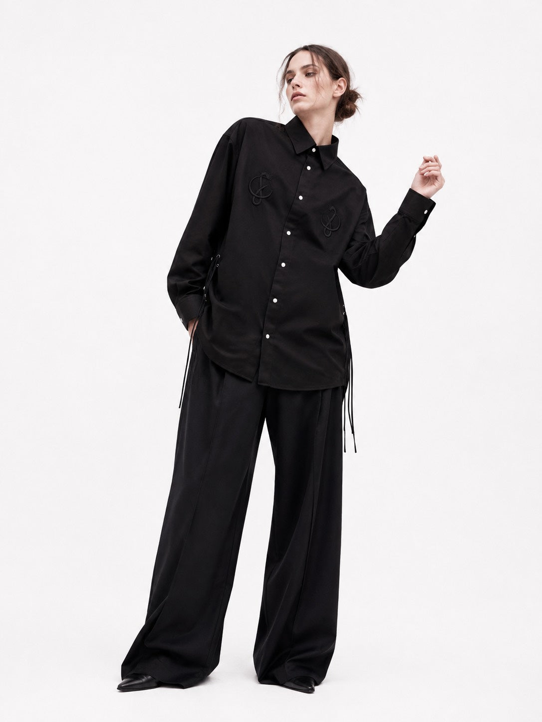 SIDE LACE SHIRT / BLACK