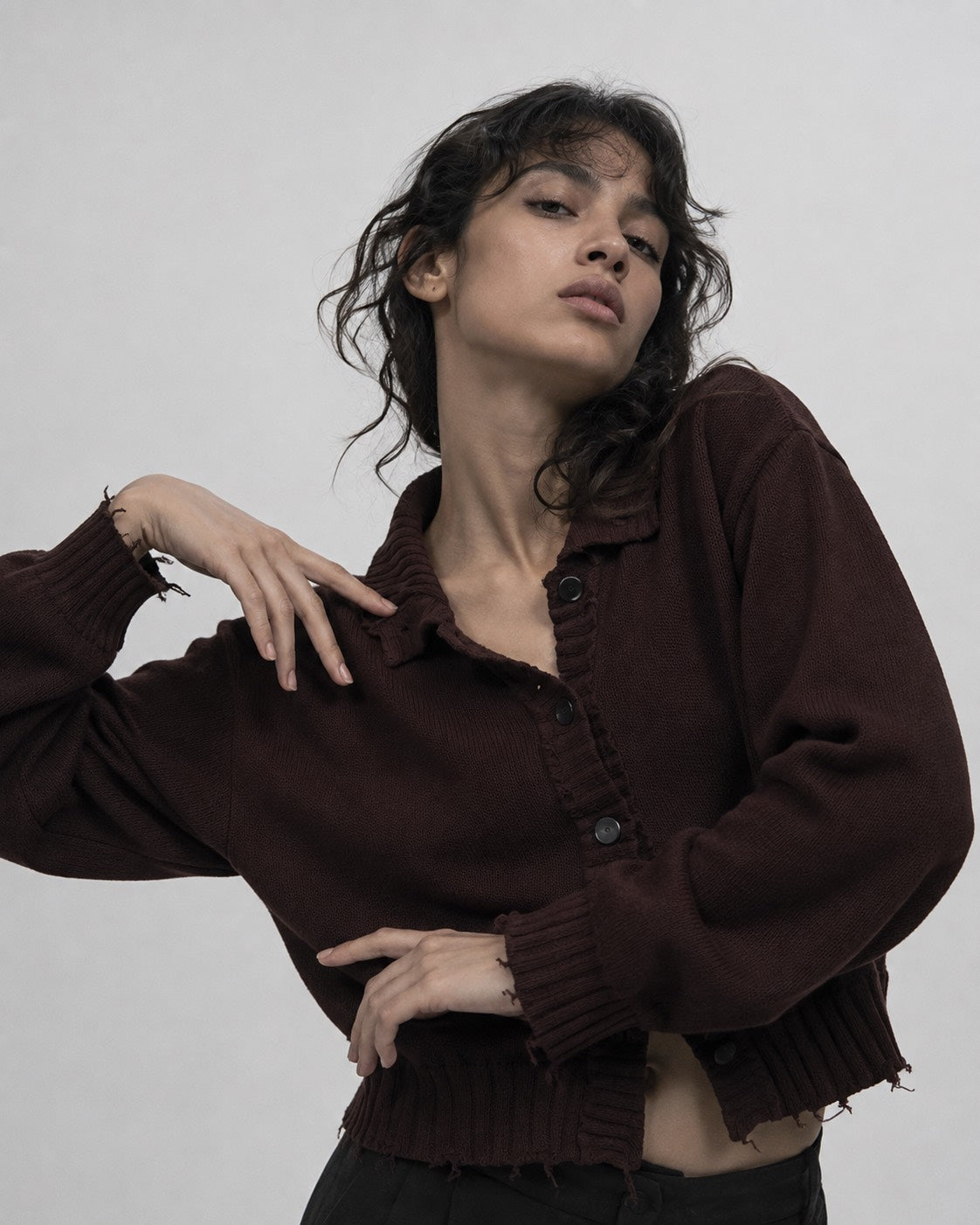 DAMAGE CARDIGAN / BROWN