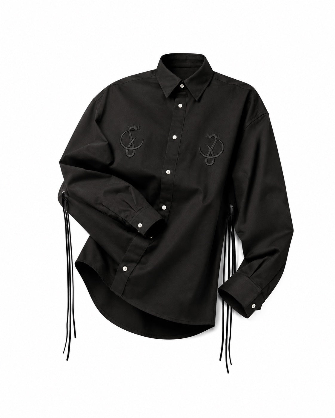 SIDE LACE SHIRT / BLACK
