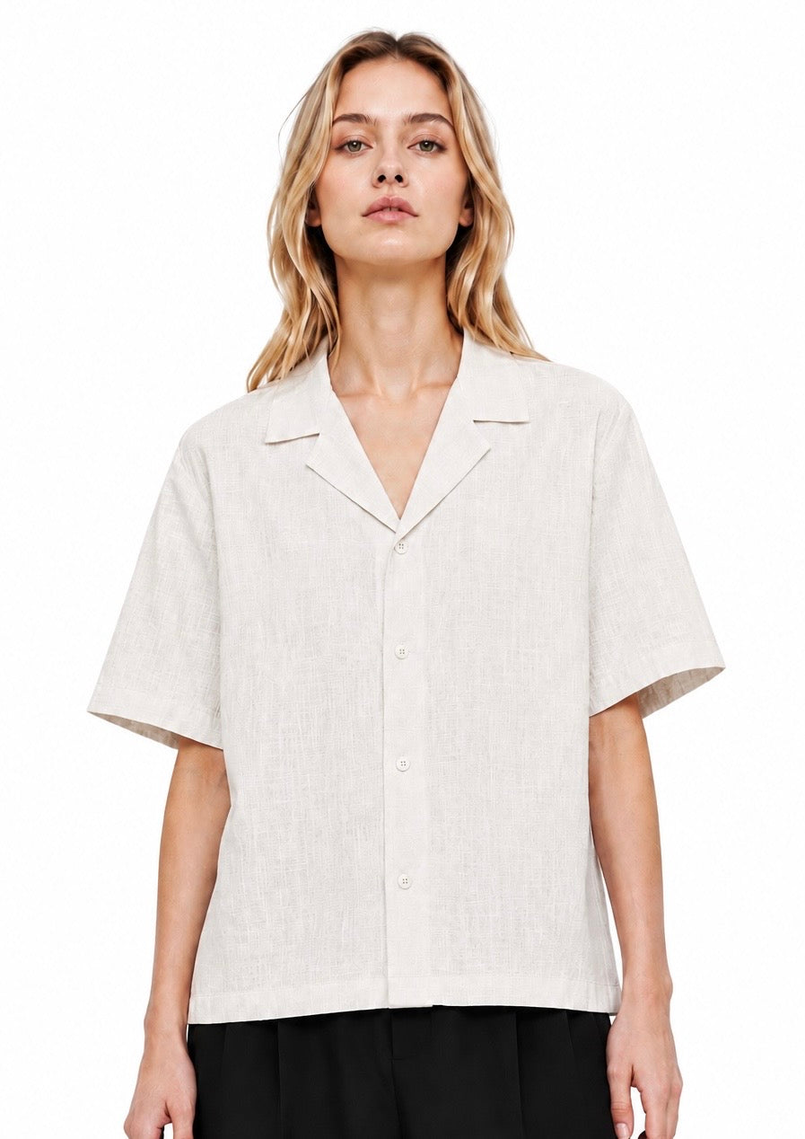 LINEN OPEN SHIRT / WHITE