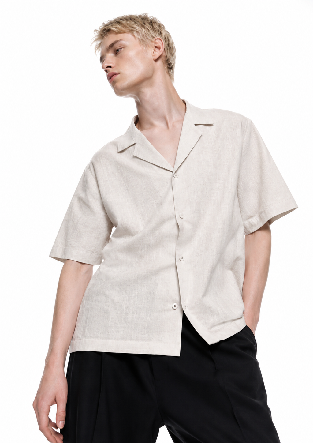 LINEN OPEN SHIRT / WHITE
