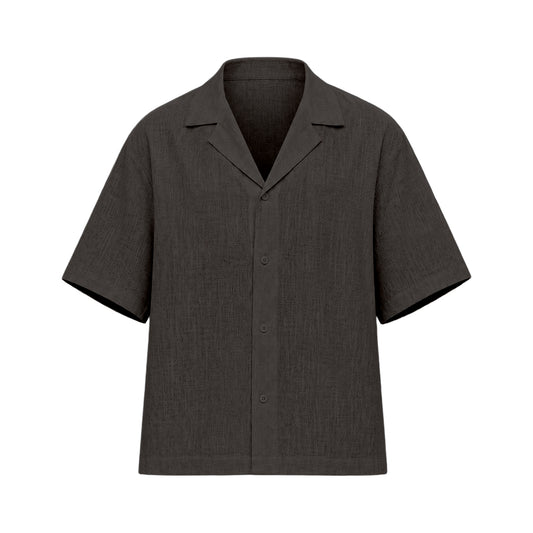 LINEN OPEN SHIRT / BLACK