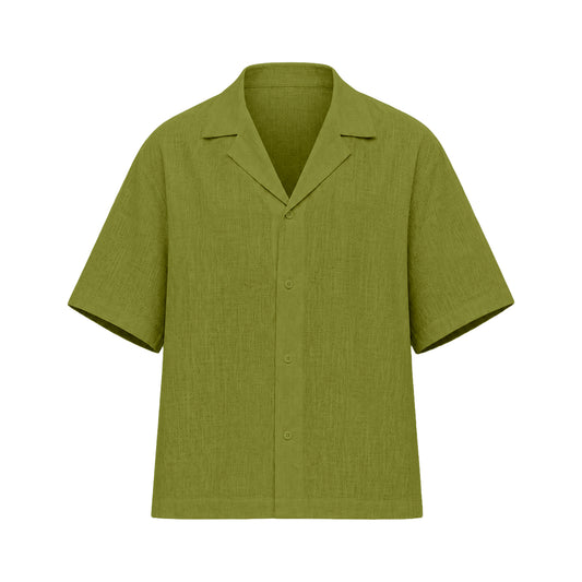 LINEN OPEN SHIRT / OLIVE